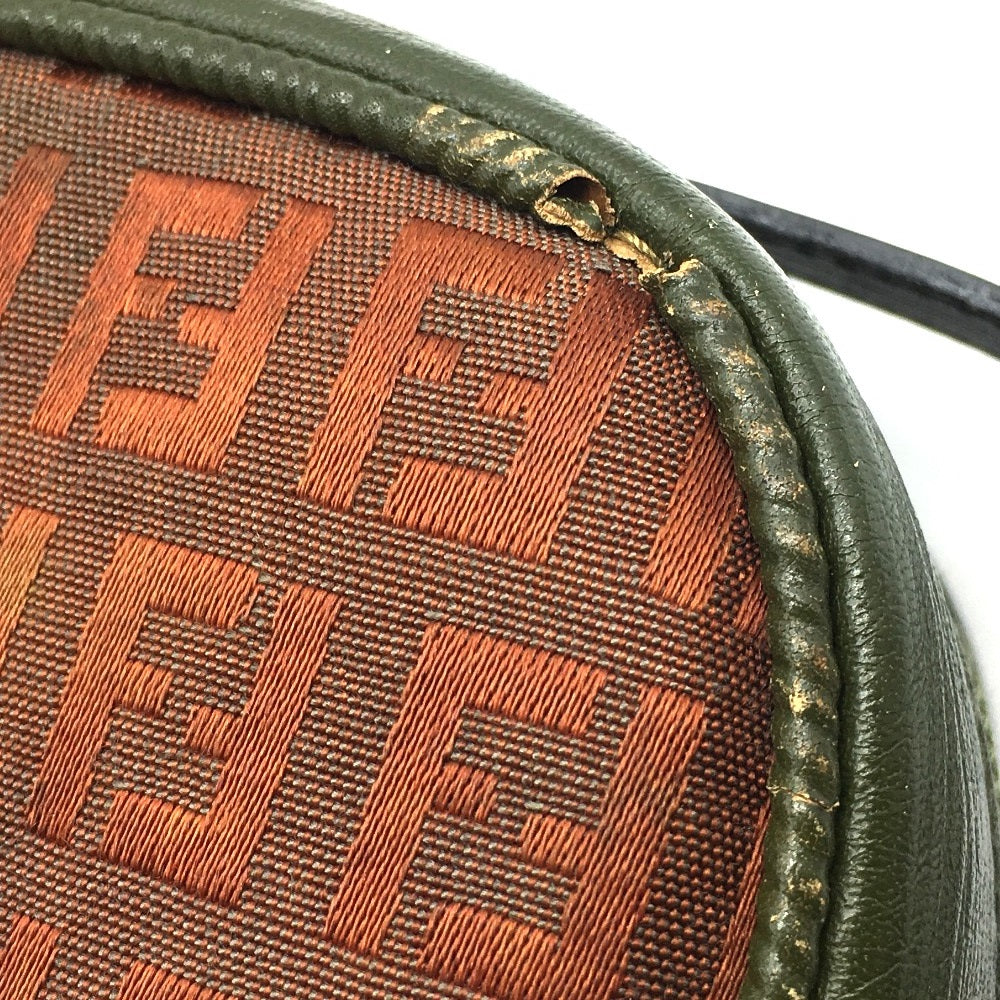 FENDI Shoulder Bag PVC / Leather Khaki x Brown type Zucchino ZuccaPattern logoPattern pochette Vintage old