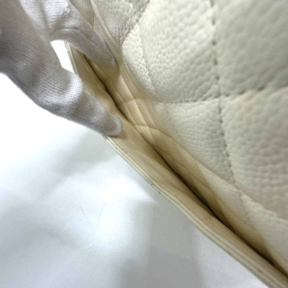 CHANEL Handbag Caviar skin white CC COCO Mark Boston Duffel bag Women Used Authentic