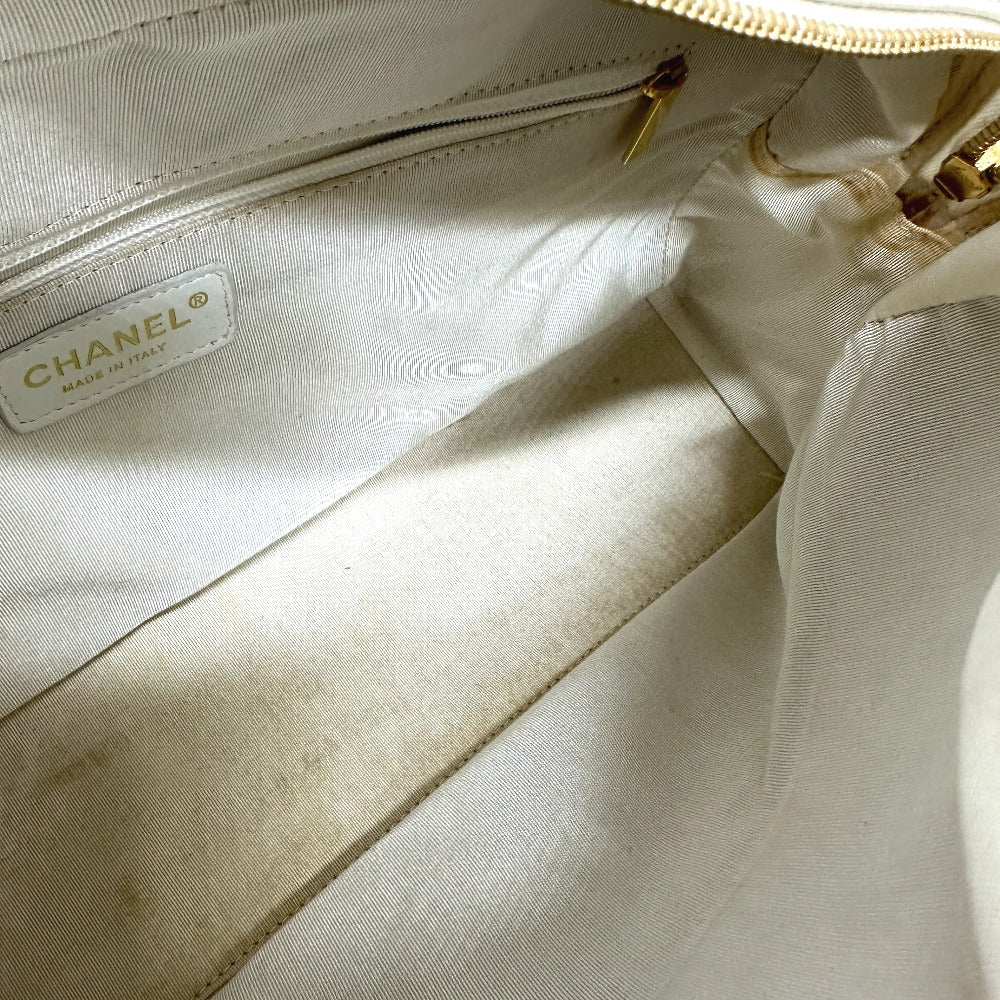 CHANEL Handbag Caviar skin white CC COCO Mark Boston Duffel bag Women Used Authentic
