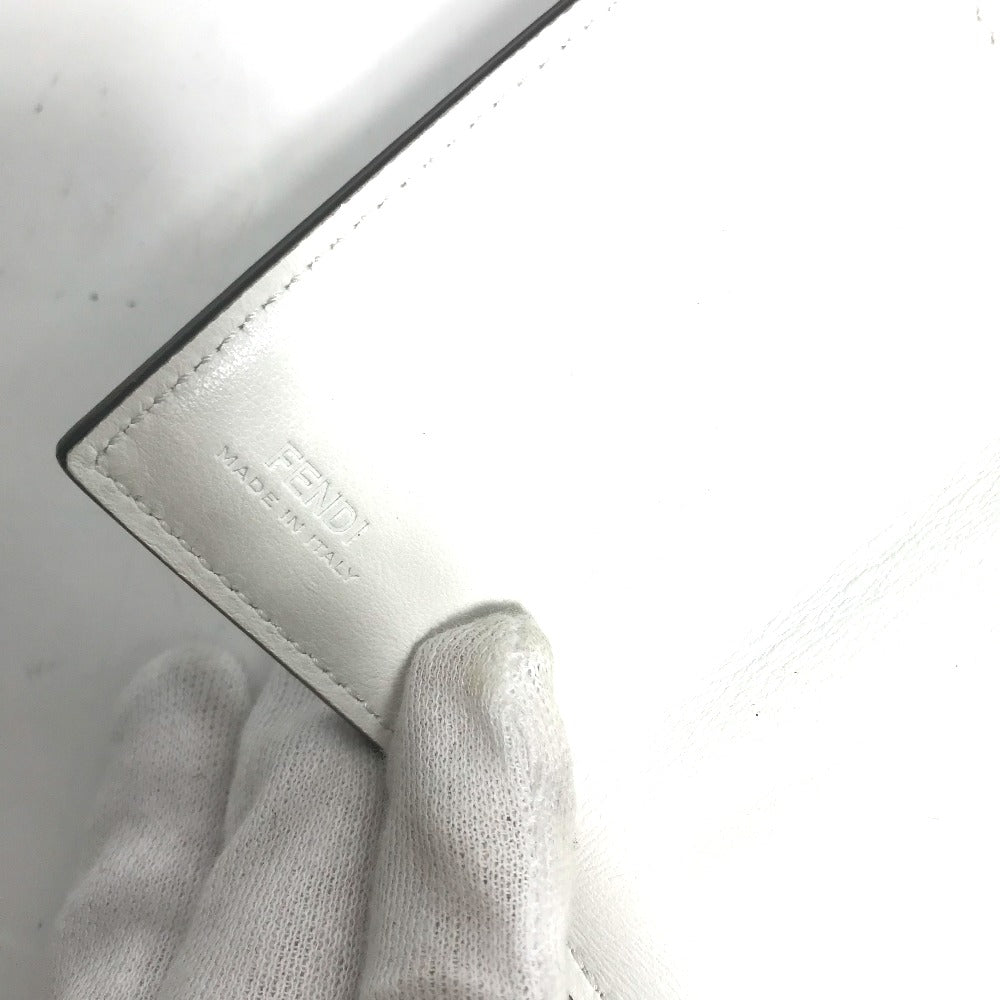 FENDI Trifold wallet 8M0395 leather white logo mini compact wallet