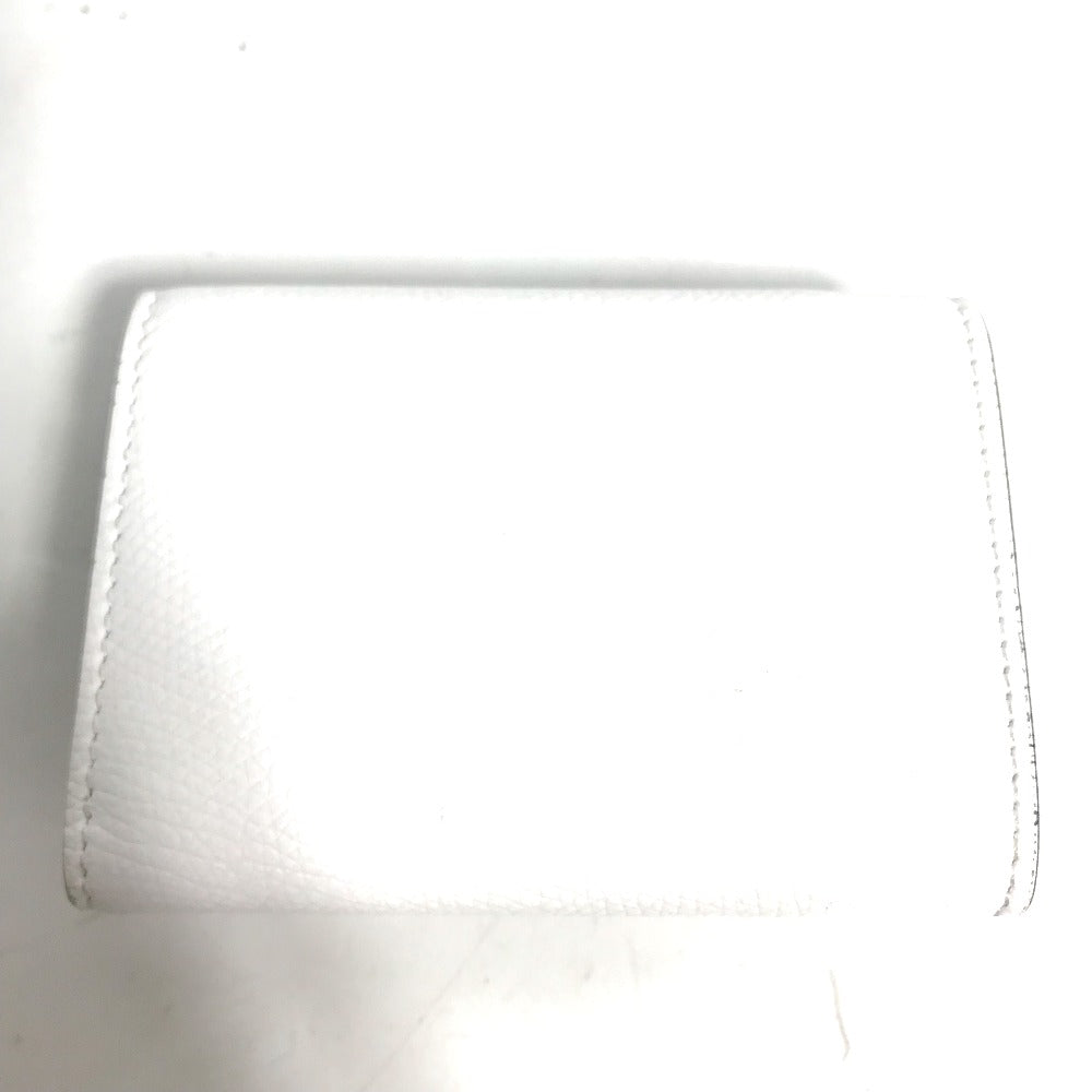 FENDI Trifold wallet 8M0395 leather white logo mini compact wallet Women Used Authentic