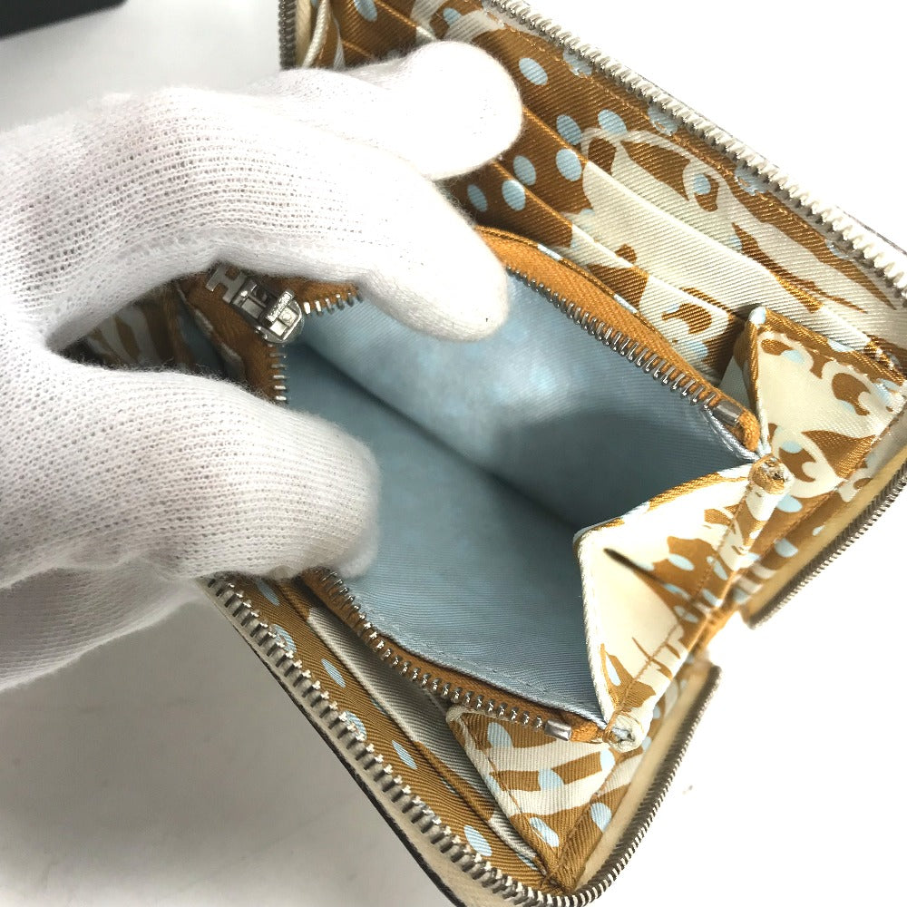 HERMES Coin case Epsom white Silk In Coin Pocket Compact Wallet Azap compact Women Used Authentic