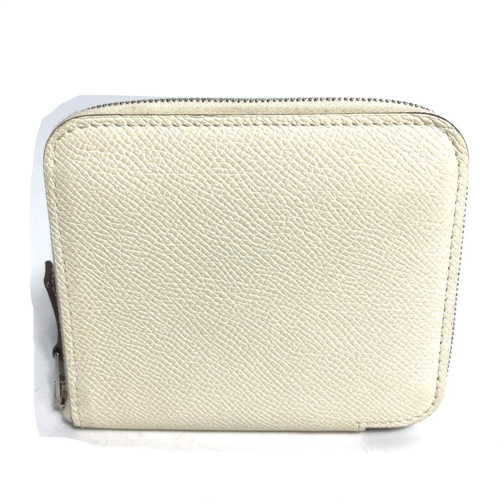 HERMES Coin case Epsom white Silk In Coin Pocket Compact Wallet Azap compact Women Used Authentic