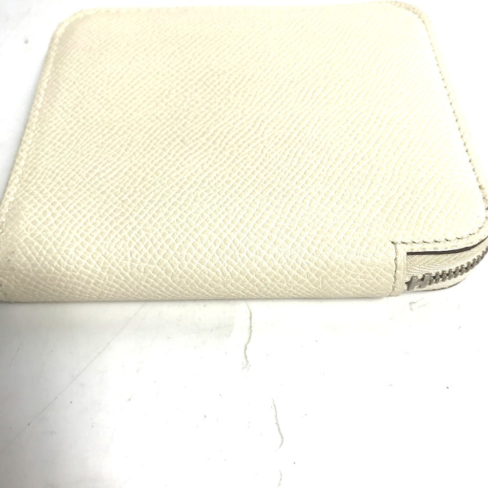 HERMES Coin case Epsom white Silk In Coin Pocket Compact Wallet Azap compact Women Used Authentic