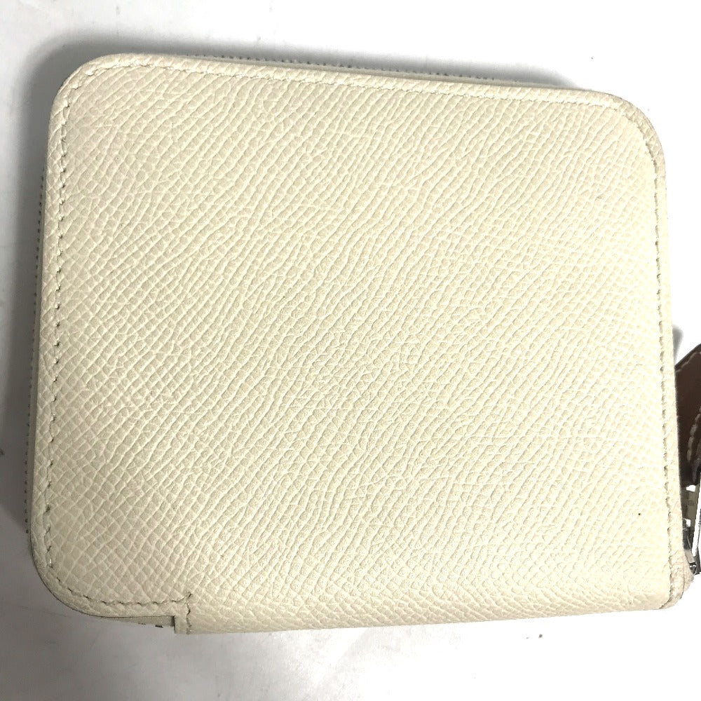 HERMES Coin case Epsom white Silk In Coin Pocket Compact Wallet Azap compact Women Used Authentic