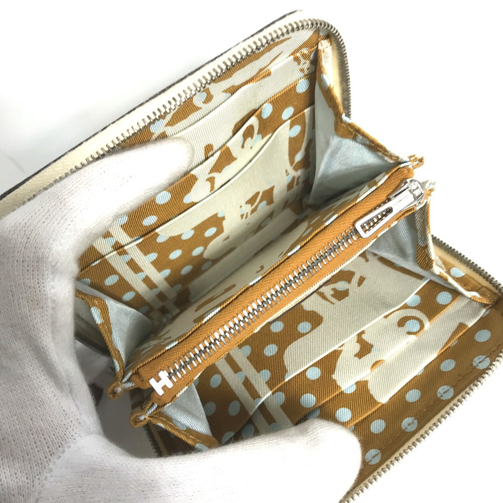 HERMES Coin case Epsom white Silk In Coin Pocket Compact Wallet Azap compact Women Used Authentic
