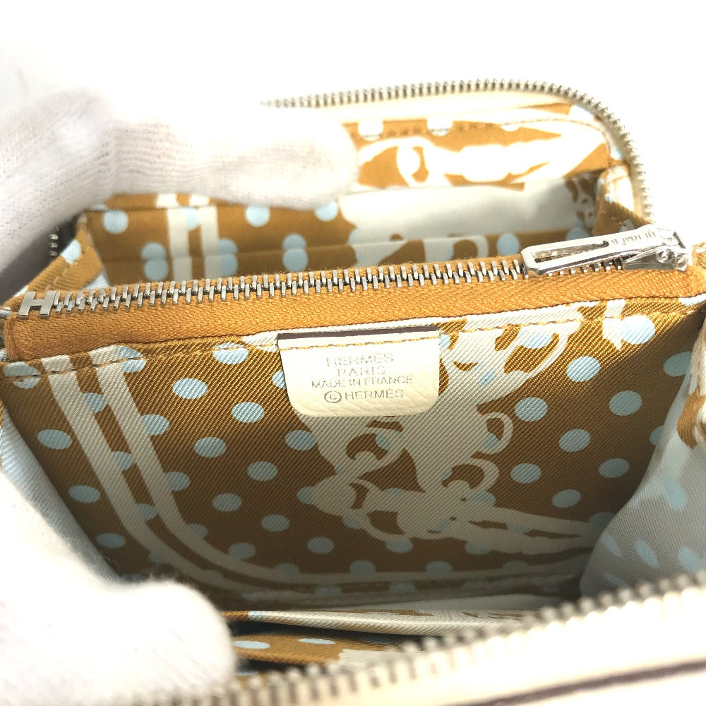 HERMES Coin case Epsom white Silk In Coin Pocket Compact Wallet Azap compact Women Used Authentic