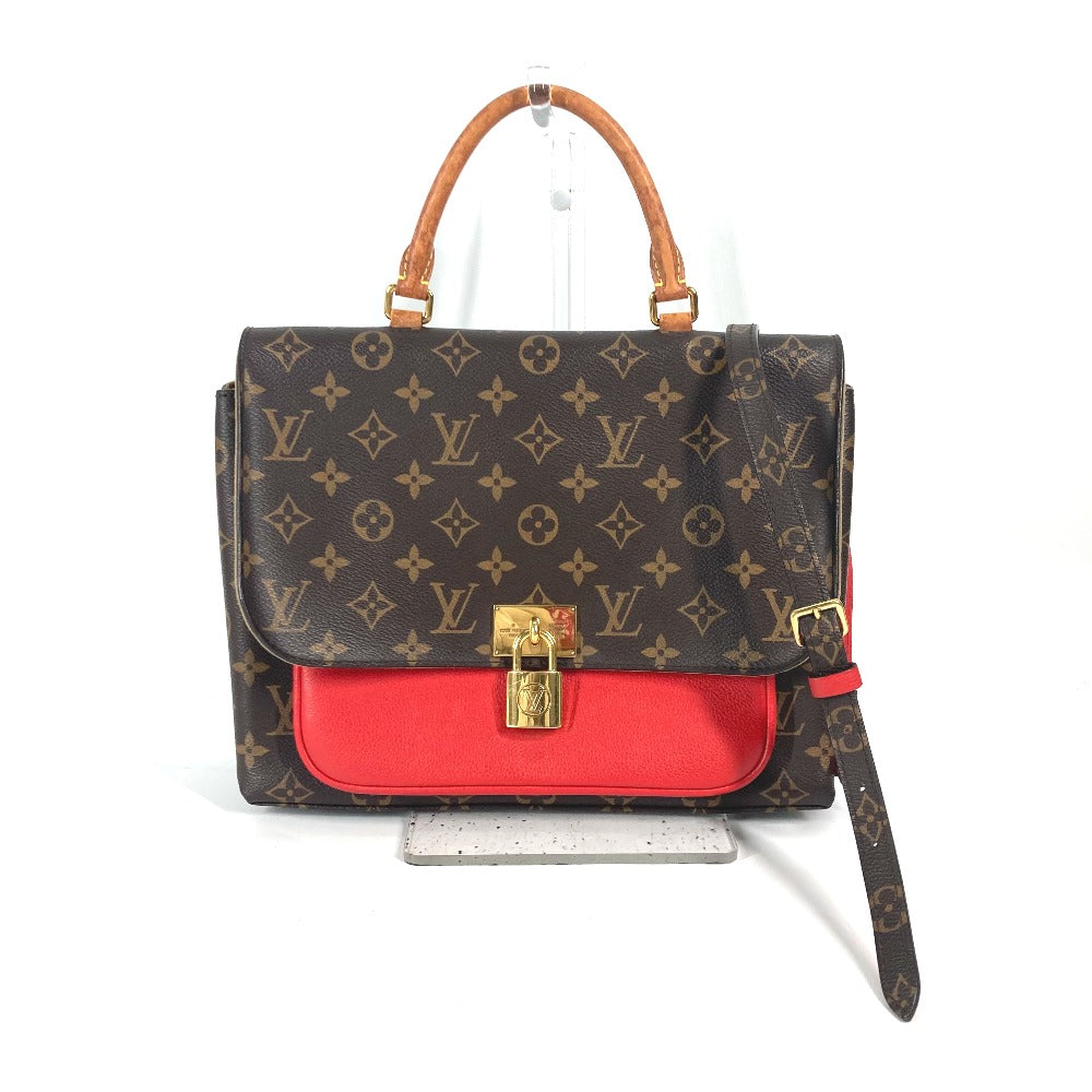 LOUIS VUITTON Handbag M44286 Monogram canvas, leather Red Monogram Marignan Women Used Authentic