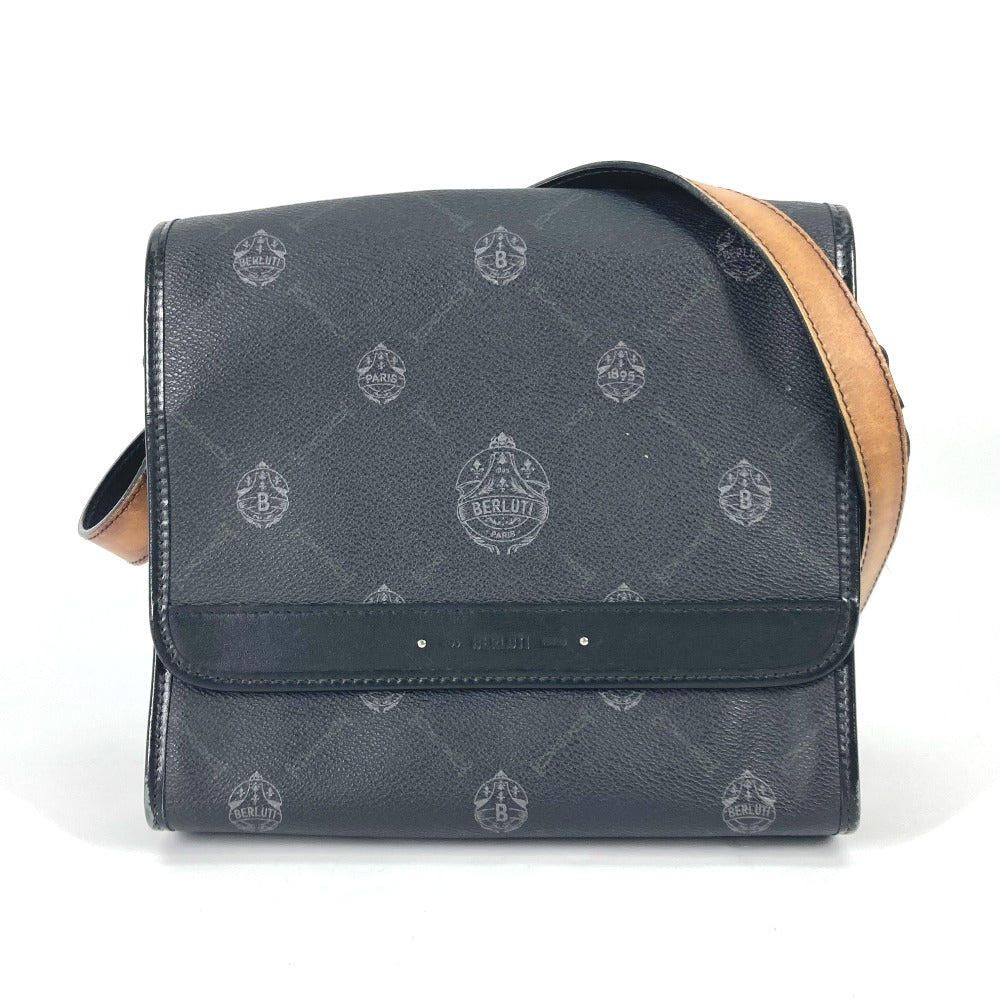 Berluti Shoulder Bag PVC / Leather Black type Crossbody flap Flaneur Small mens Used Authentic