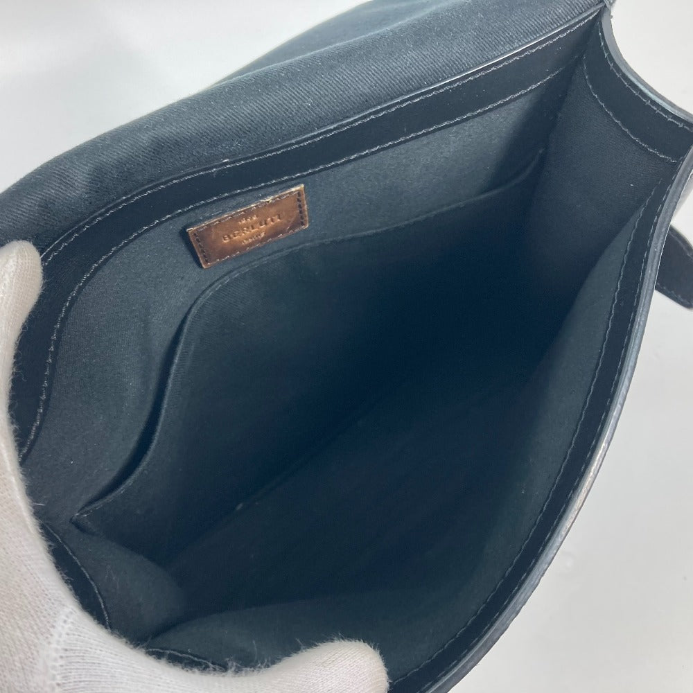 Berluti Shoulder Bag PVC / Leather Black type Crossbody flap Flaneur Small mens Used Authentic