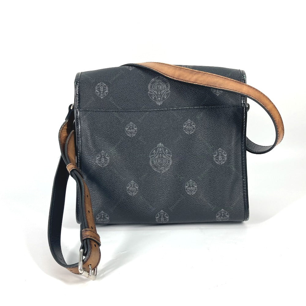 Berluti Shoulder Bag PVC / Leather Black type Crossbody flap Flaneur Small mens Used Authentic