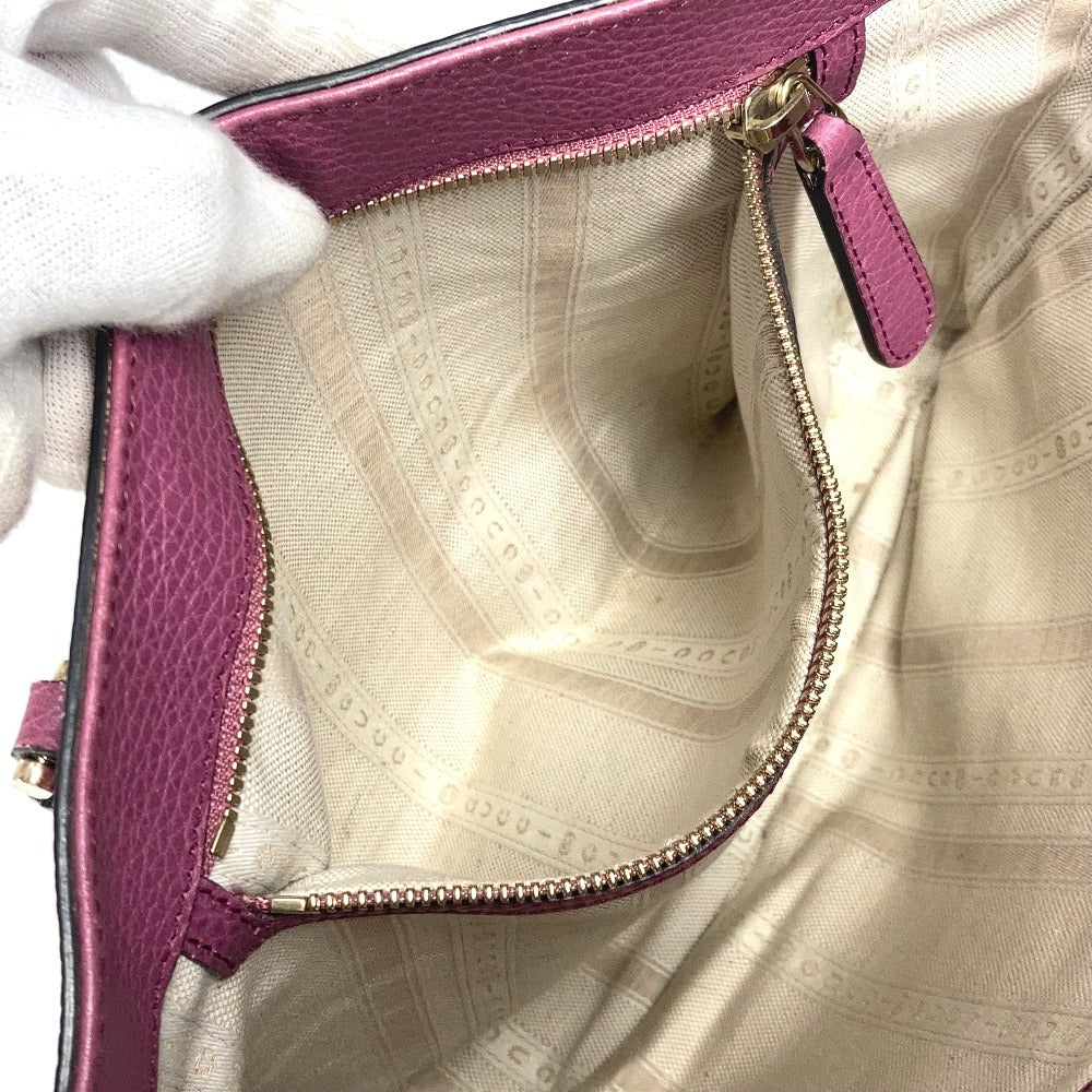 GUCCI Shoulder Bag 388561 leather purple With GG charm Interlocking G