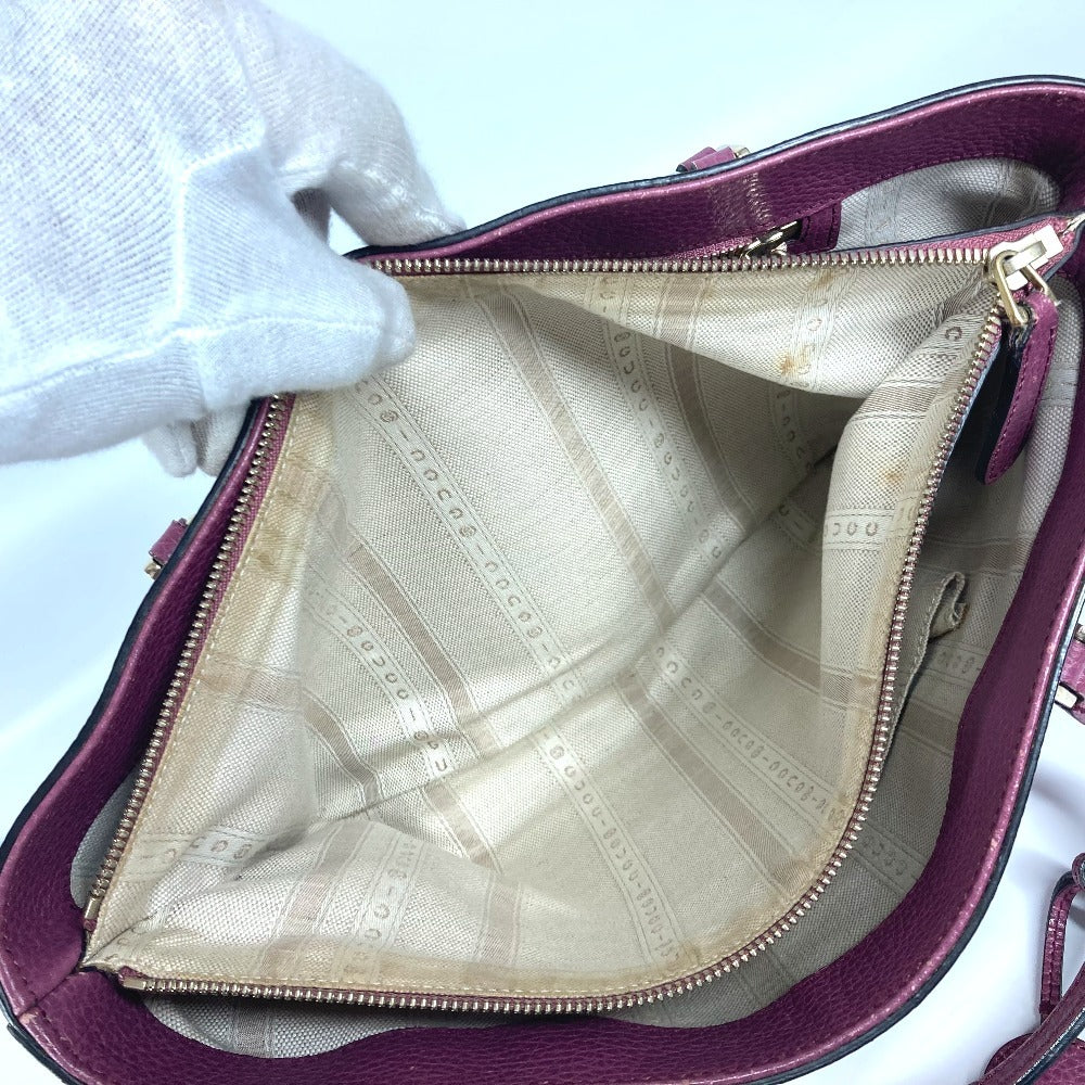 GUCCI Shoulder Bag 388561 leather purple With GG charm Interlocking G
