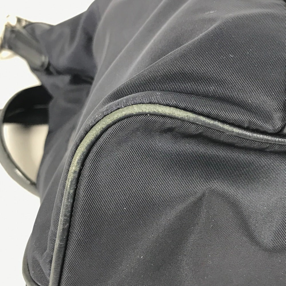PRADA Shoulder Bag Leather / nylon Navy logo