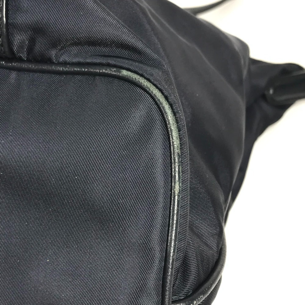 PRADA Shoulder Bag Leather / nylon Navy logo