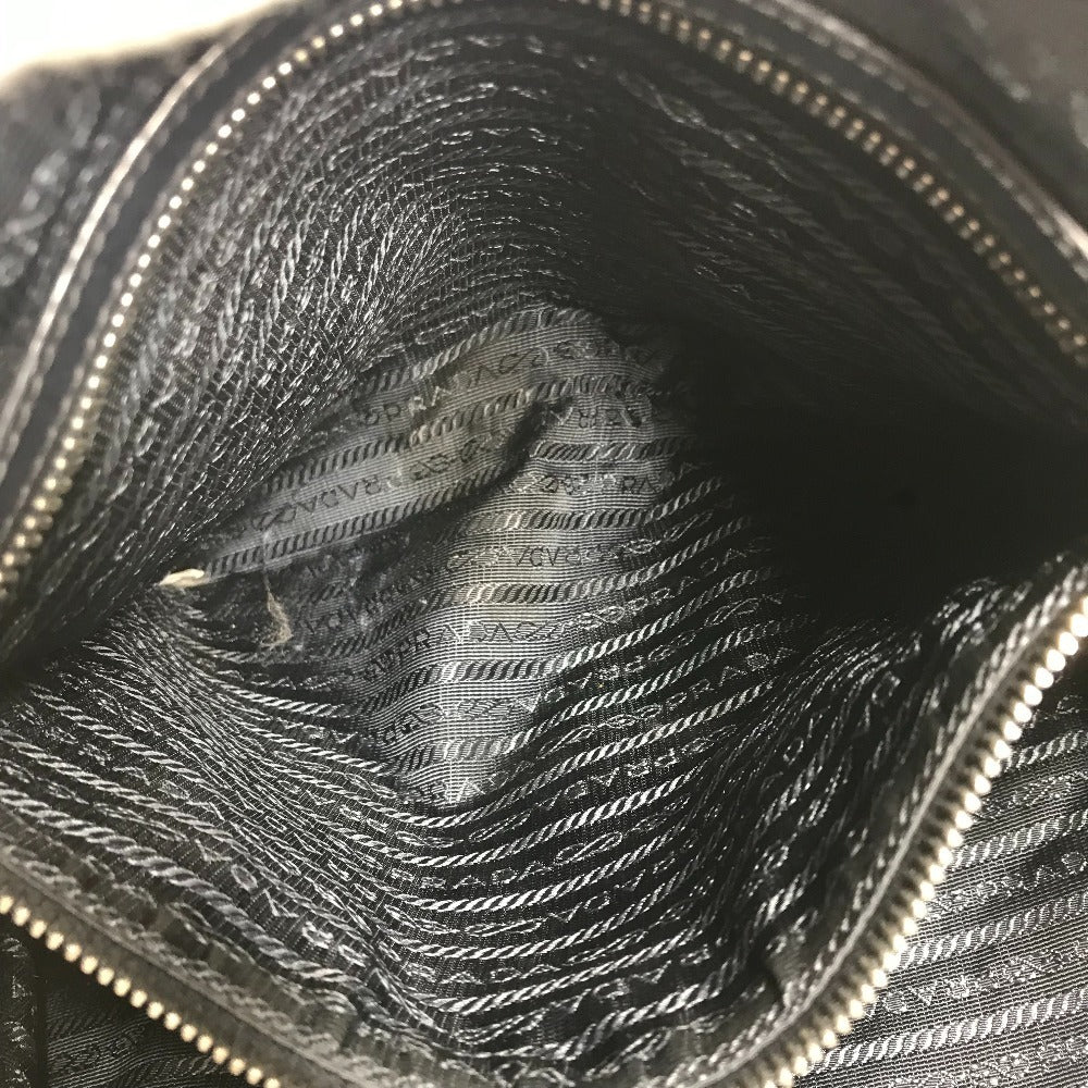 PRADA Shoulder Bag Leather / nylon Navy logo