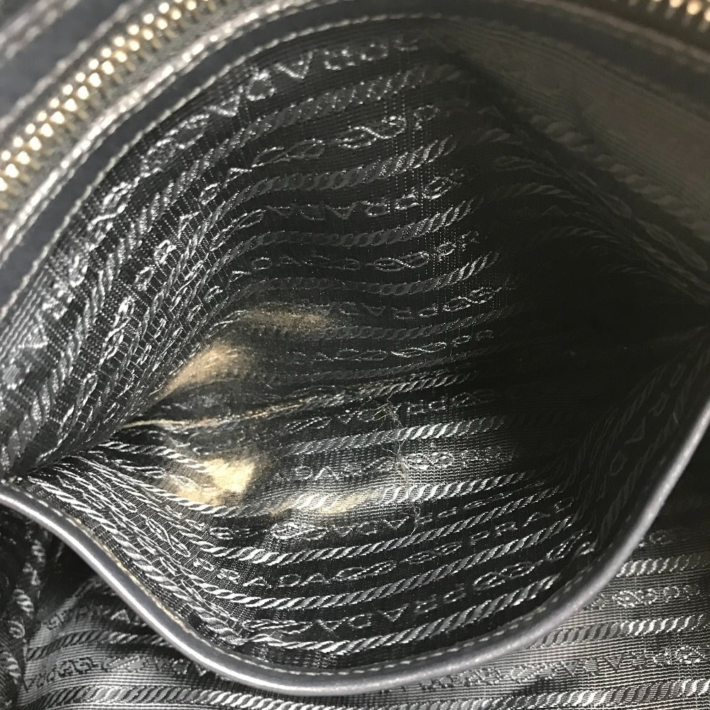 PRADA Shoulder Bag Leather / nylon Navy logo
