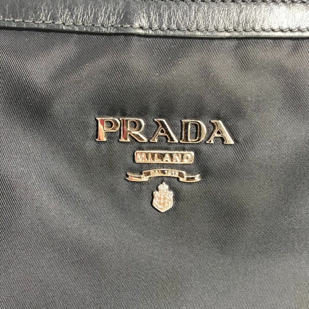PRADA Shoulder Bag Leather / nylon Navy logo