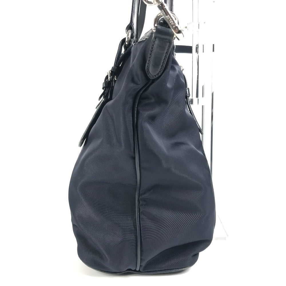 PRADA Shoulder Bag Leather / nylon Navy logo