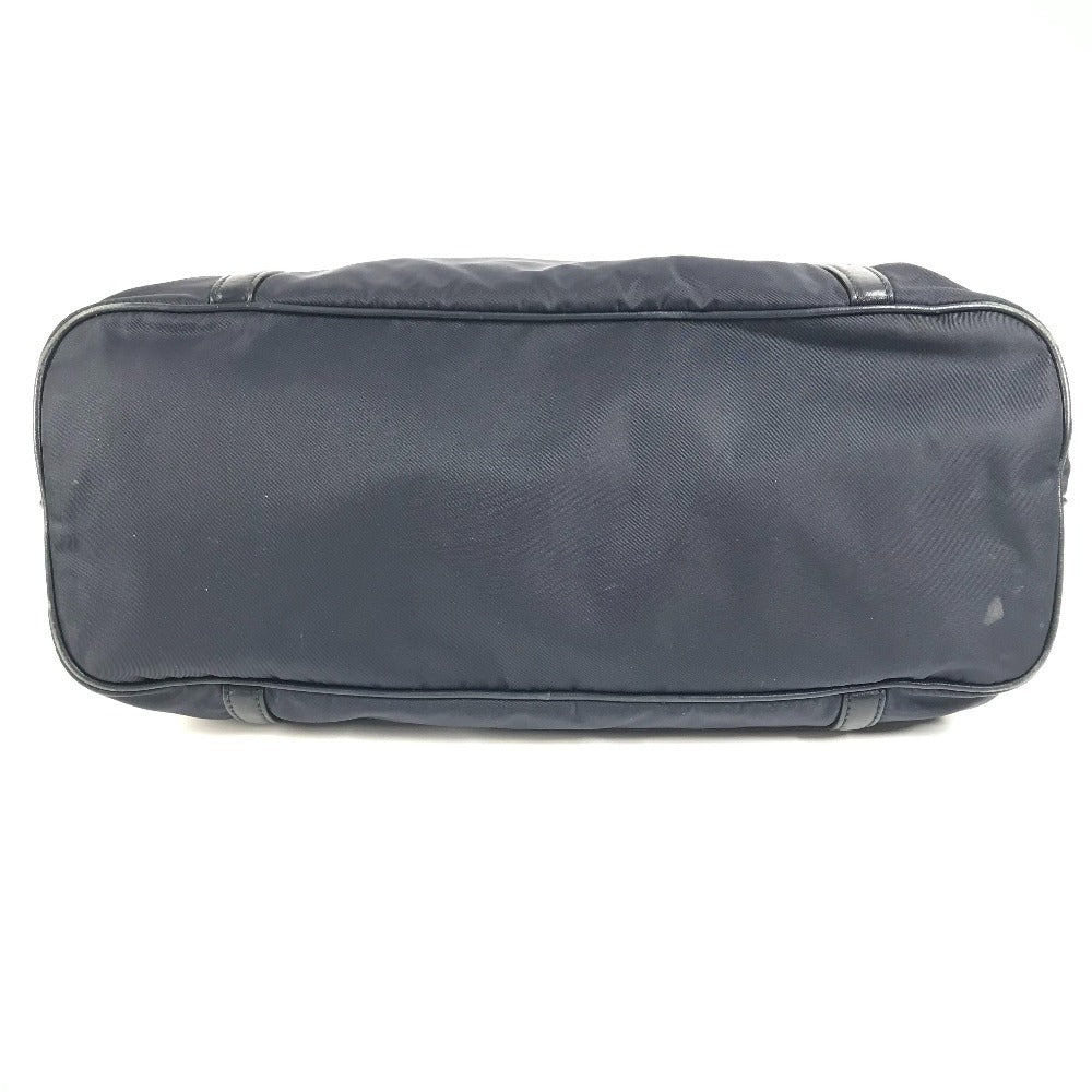 PRADA Shoulder Bag Leather / nylon Navy logo