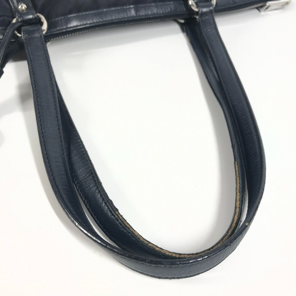 PRADA Shoulder Bag Leather / nylon Navy logo