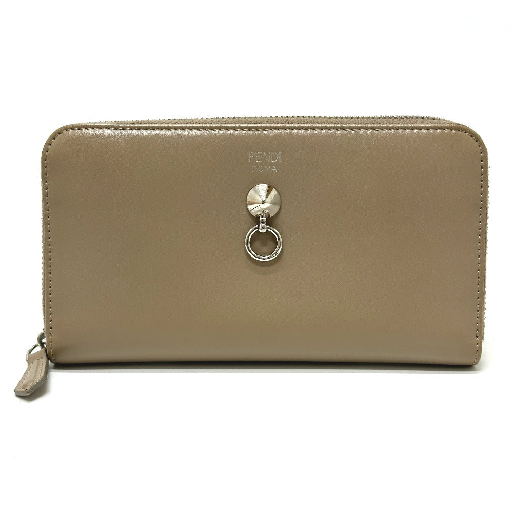 FENDI Long Wallet Purse 8M0299 leather beige By the way mens Used Authentic
