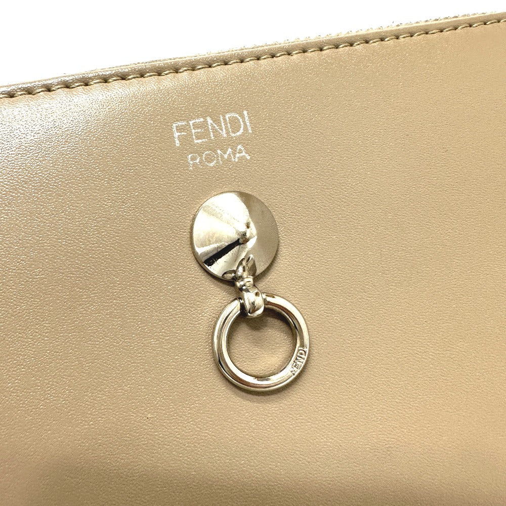 FENDI Long Wallet Purse 8M0299 leather beige By the way mens Used Authentic