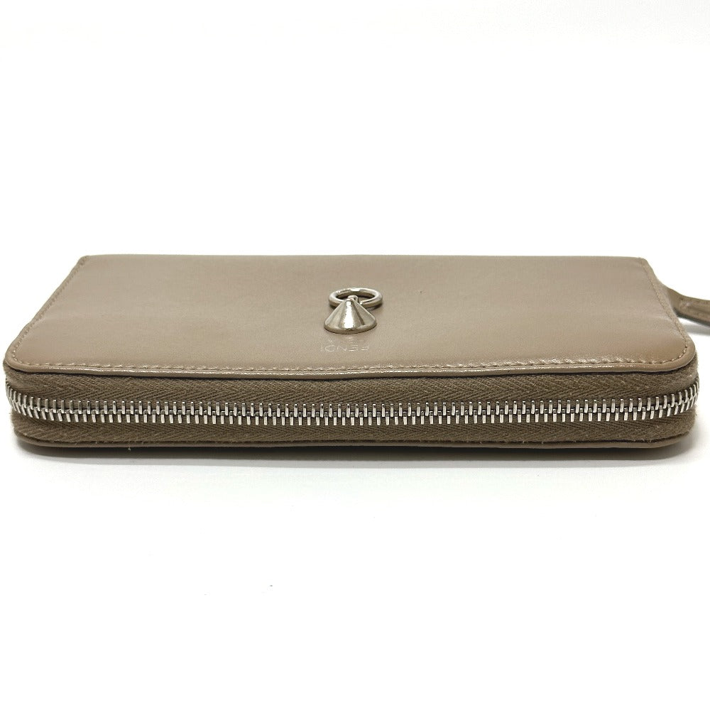 FENDI Long Wallet Purse 8M0299 leather beige By the way mens Used Authentic