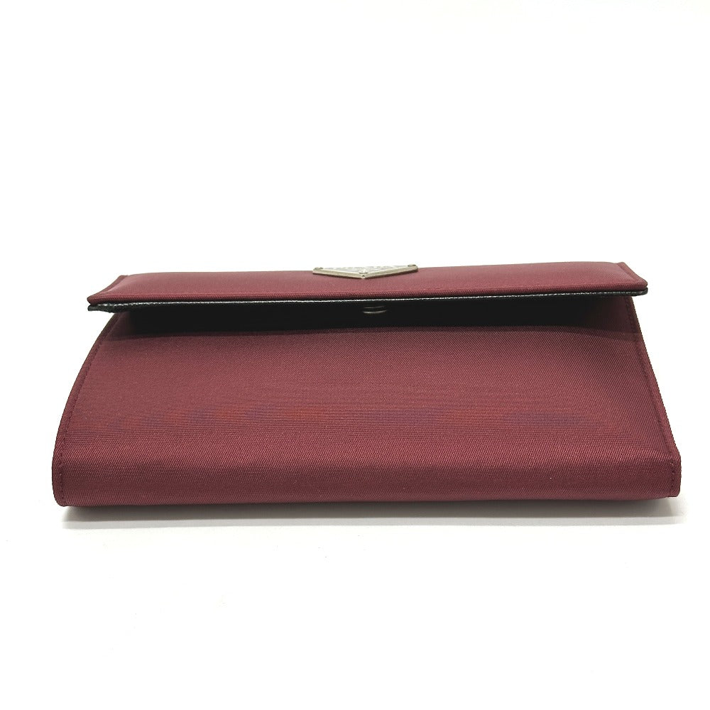 PRADA Trifold wallet Nylon, Saffiano Leather wine-red Triangle logo
