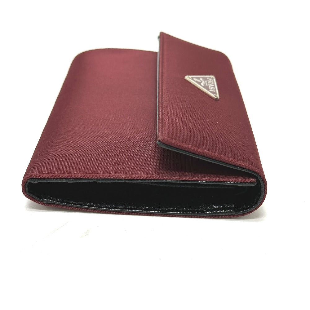 PRADA Trifold wallet Nylon, Saffiano Leather wine-red Triangle logo