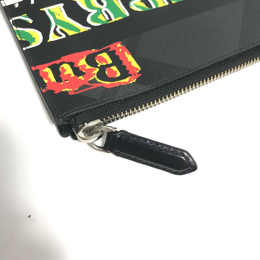 BURBERRY Clutch bag leather black Graffiti Check