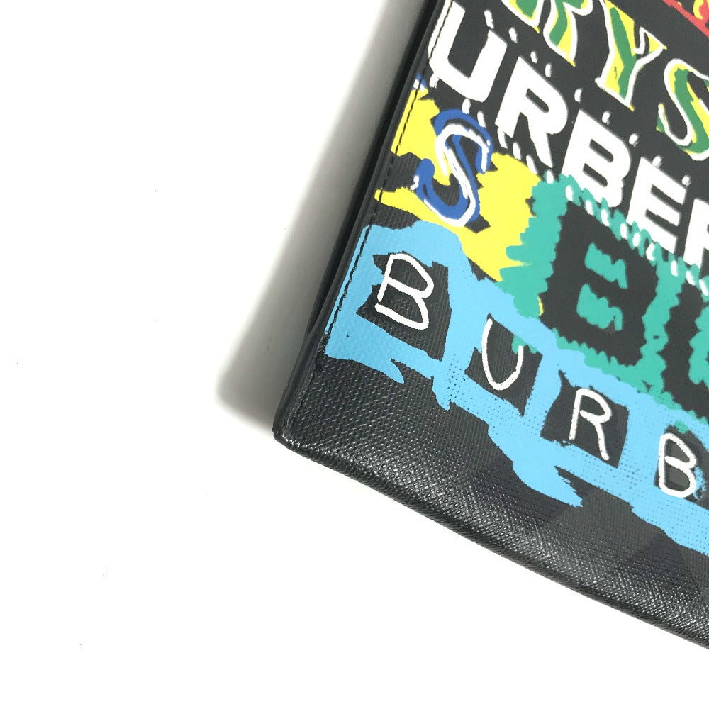 BURBERRY Clutch bag leather black Graffiti Check