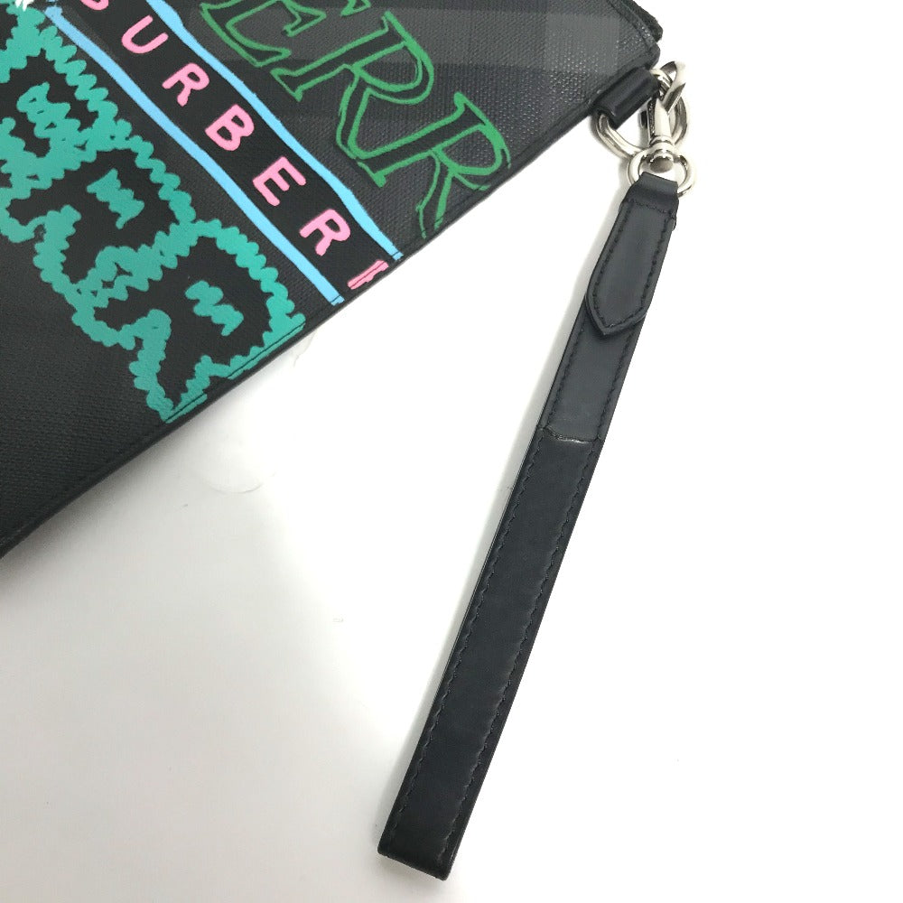 BURBERRY Clutch bag leather black Graffiti Check