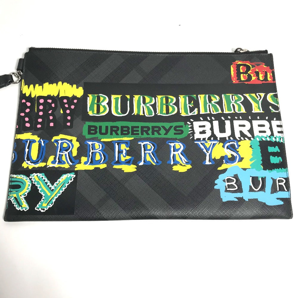 BURBERRY Clutch bag leather black Graffiti Check