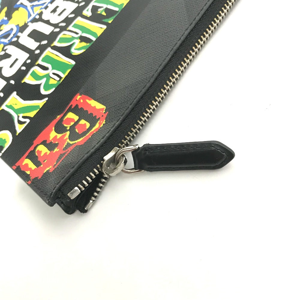 BURBERRY Clutch bag leather black Graffiti Check
