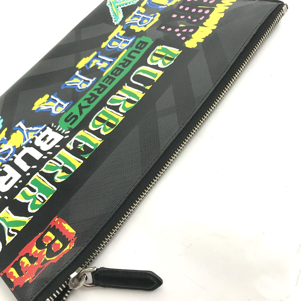 BURBERRY Clutch bag leather black Graffiti Check