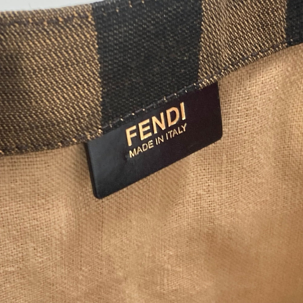 FENDI Tote Bag 8BH252 Leather / canvas Brown Shoulder Bag Shoulder Bag Pecan