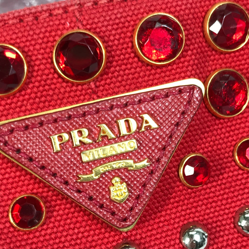 PRADA Tote Bag canvas Red Triangle logo plate Canapa GM Bijou Women Used Authentic