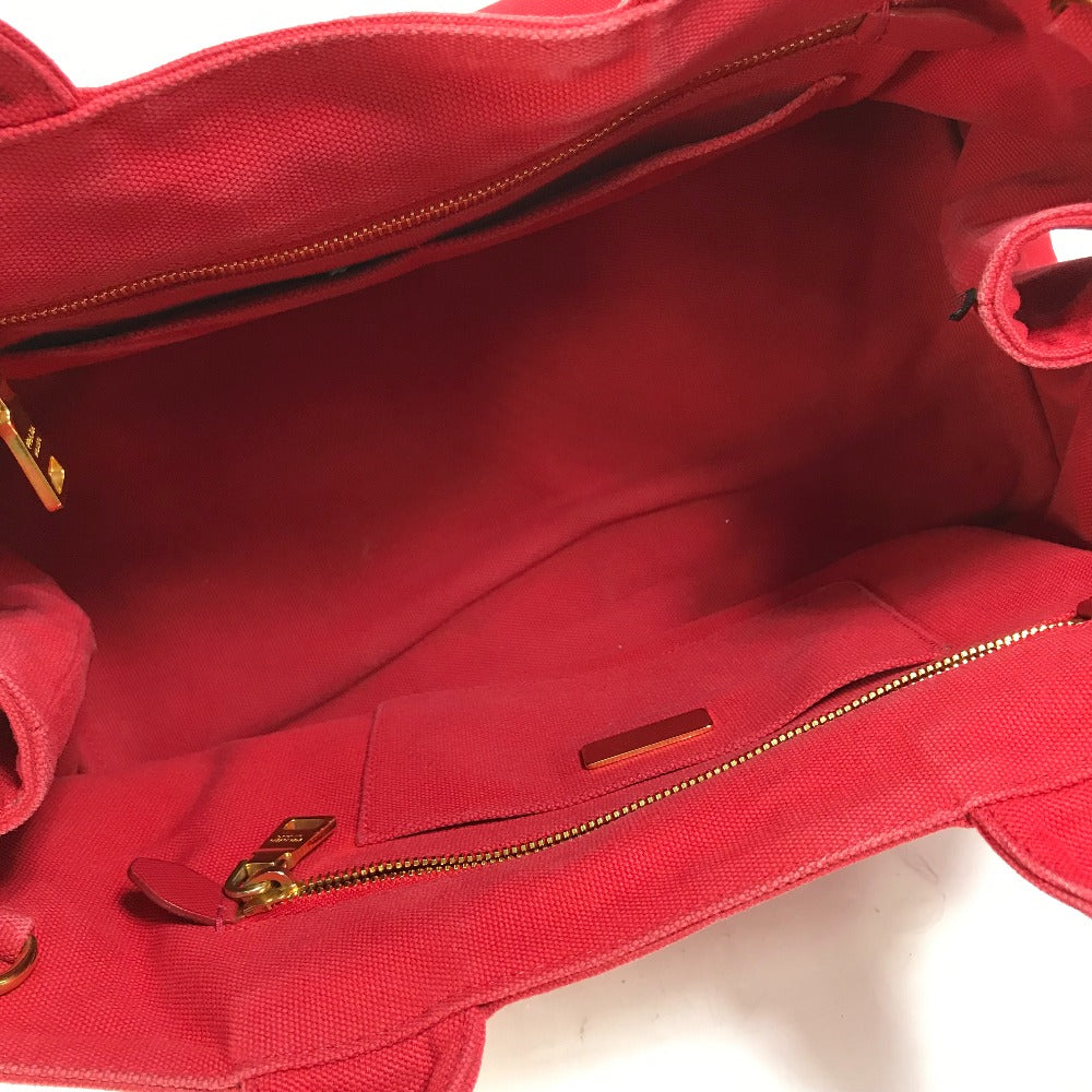 PRADA Tote Bag canvas Red Triangle logo plate Canapa GM Bijou Women Used Authentic