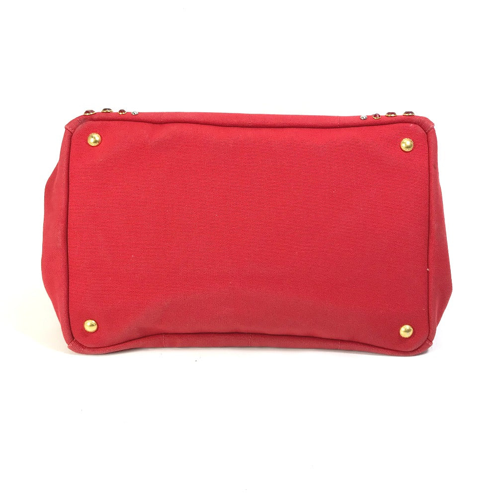 PRADA Tote Bag canvas Red Triangle logo plate Canapa GM Bijou Women Used Authentic