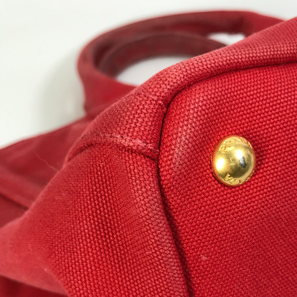 PRADA Tote Bag canvas Red Triangle logo plate Canapa GM Bijou Women Used Authentic