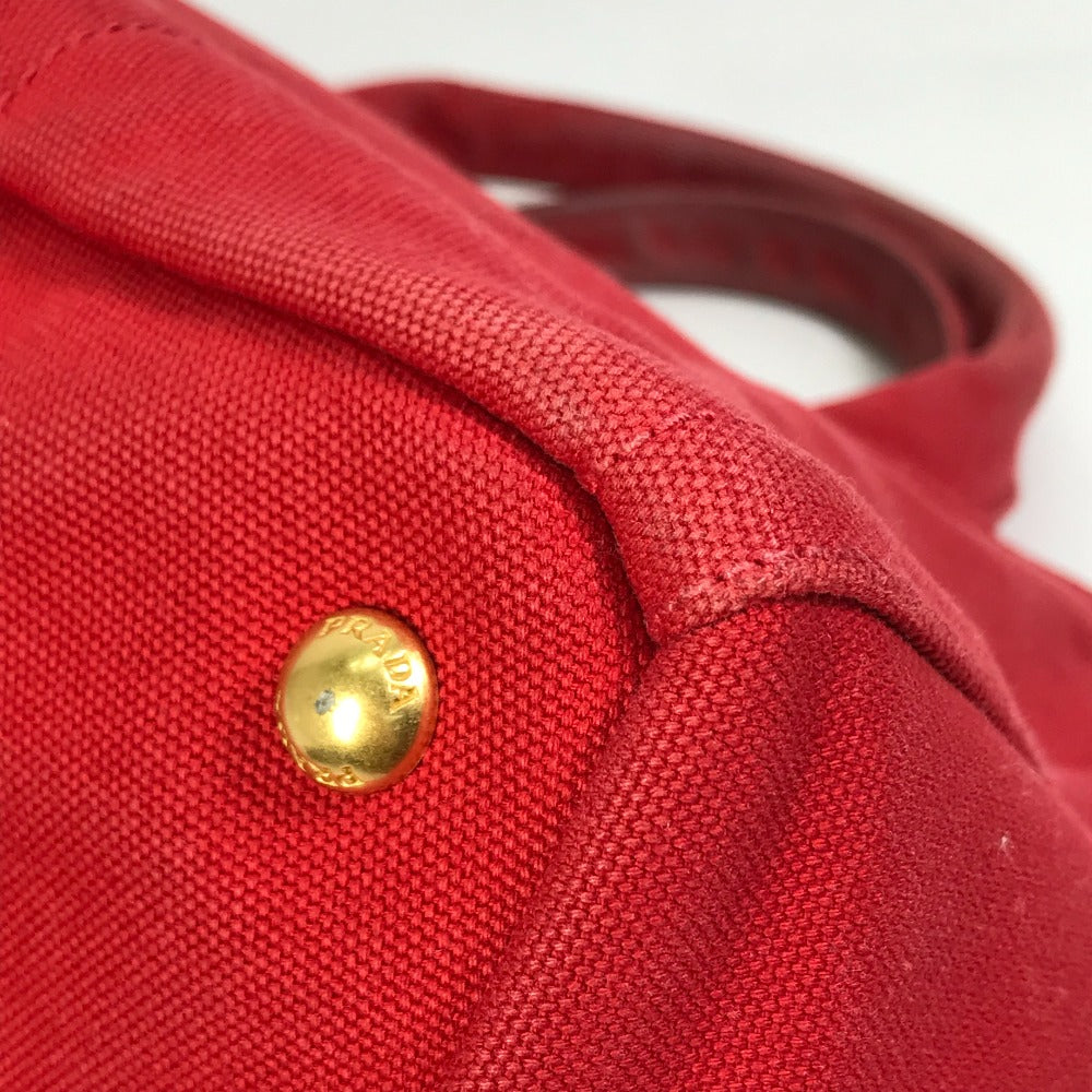 PRADA Tote Bag canvas Red Triangle logo plate Canapa GM Bijou Women Used Authentic
