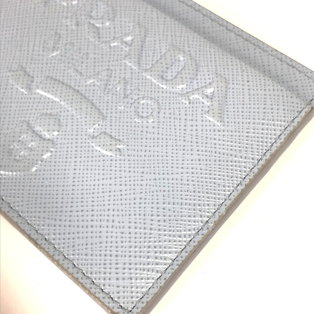 PRADA Card Case leather Light blue Embossed logo