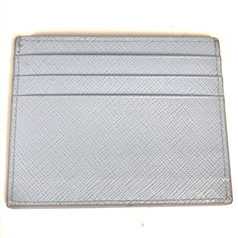 PRADA Card Case leather Light blue Embossed logo