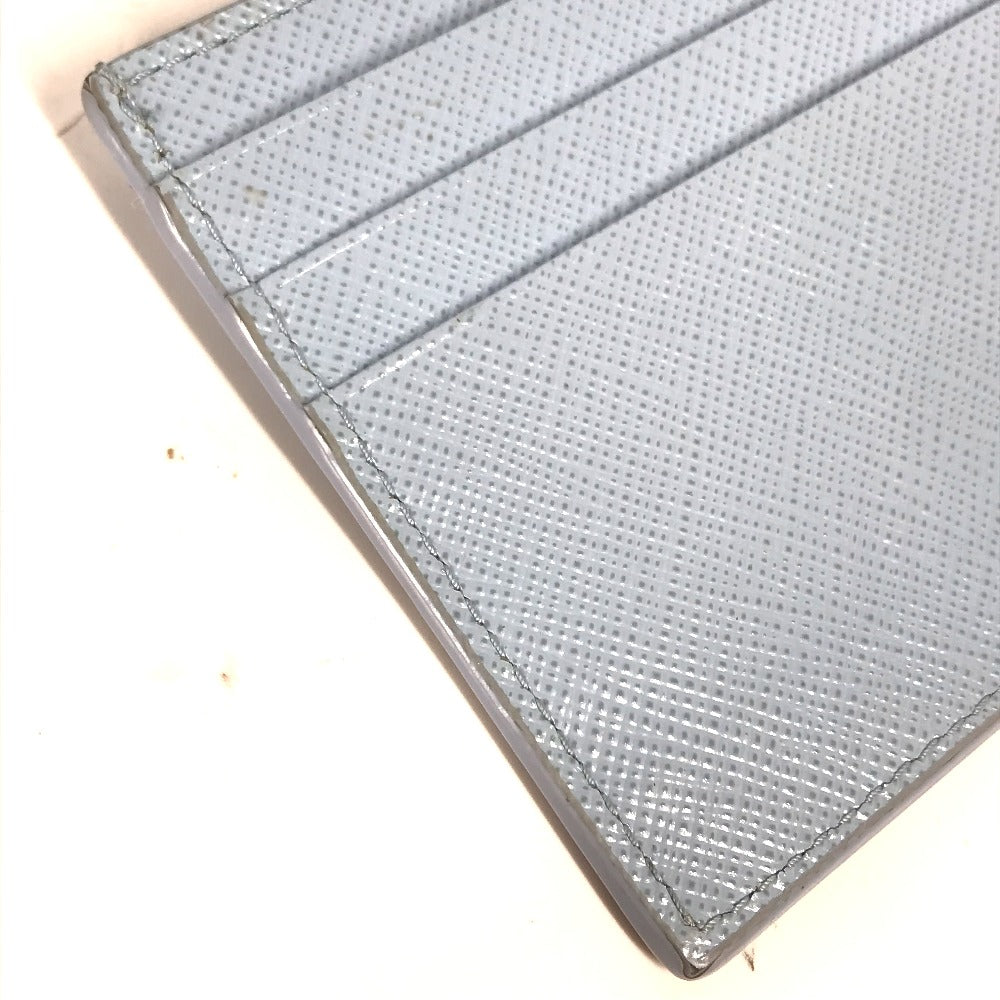 PRADA Card Case leather Light blue Embossed logo