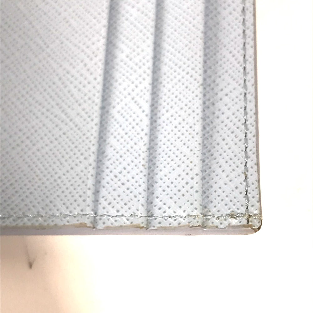 PRADA Card Case leather Light blue Embossed logo