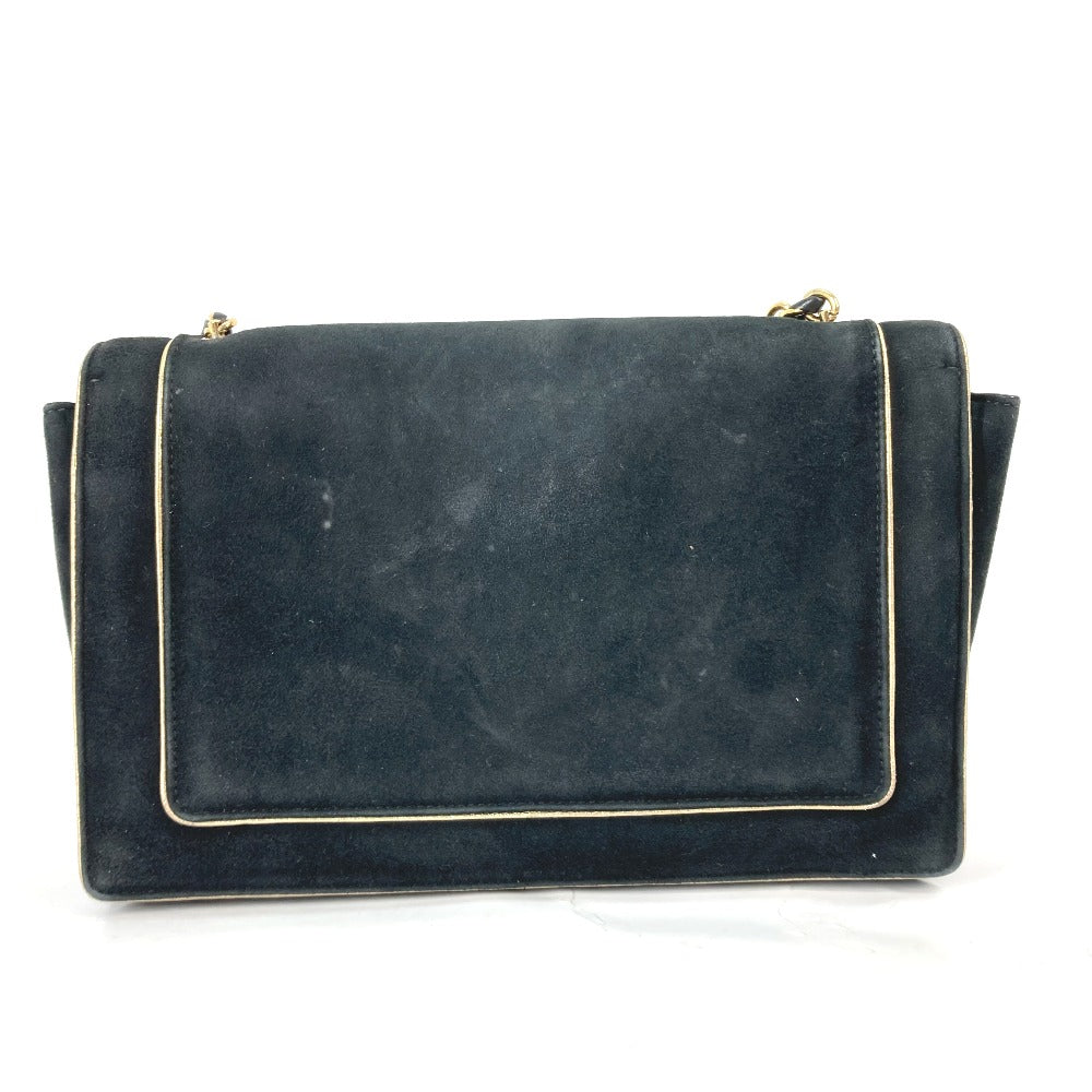 Salvatore Ferragamo Shoulder Bag suede black Crossbody bag Chain bag Women Used Authentic