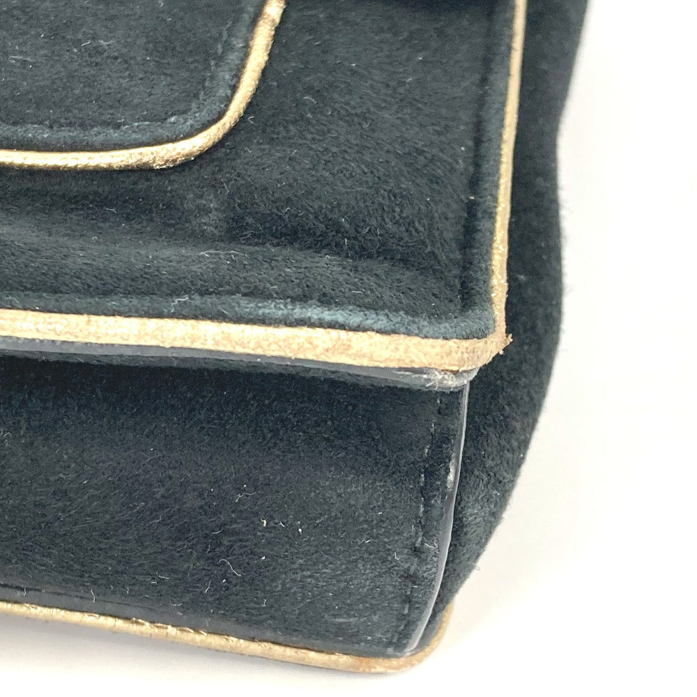 Salvatore Ferragamo Shoulder Bag suede black Crossbody bag Chain bag Women Used Authentic
