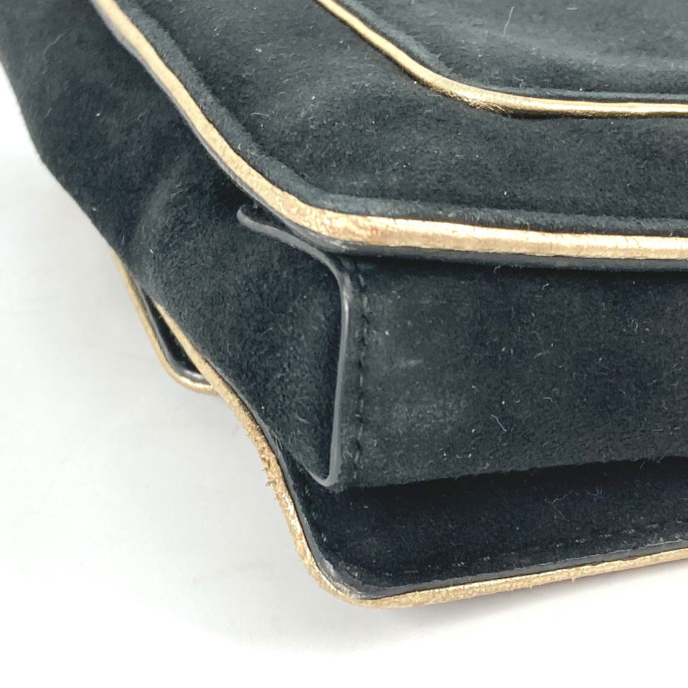 Salvatore Ferragamo Shoulder Bag suede black Crossbody bag Chain bag Women Used Authentic