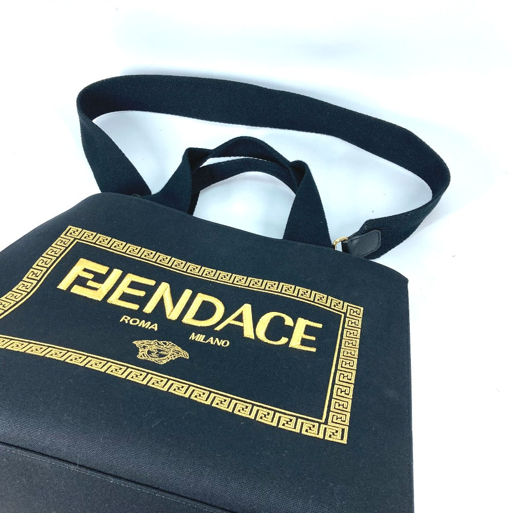 FENDI Shoulder Bag 8BH395 canvas black VERSACE collaboration FENDACE FENDACE Women Used Authentic